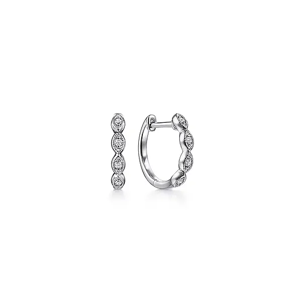 14K White Gold Diamond Huggie Earrings Mees Jewelry Chillicothe, OH