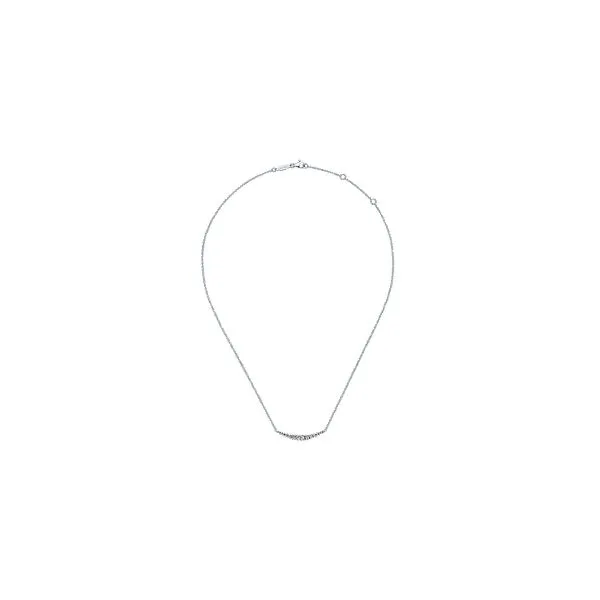 14K White Gold Curved Diamond Bar Necklace Image 2 Mees Jewelry Chillicothe, OH