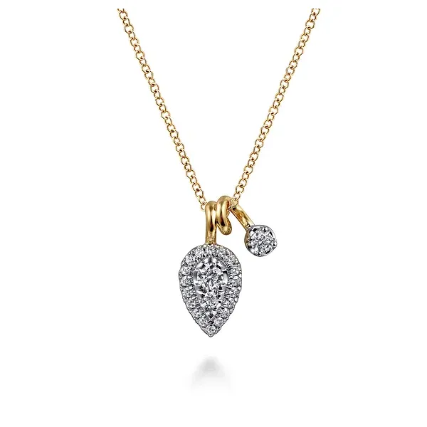 14K White Yellow Gold Double Diamond Pendant Necklace Mees Jewelry Chillicothe, OH