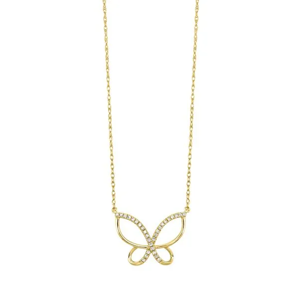 10kt Yellow Gold 0.10ctw Diamond Butterfly Pendant Mees Jewelry Chillicothe, OH