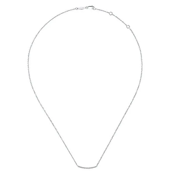14K White Gold Diamond Pave Curved Bar Necklace Image 2 Mees Jewelry Chillicothe, OH