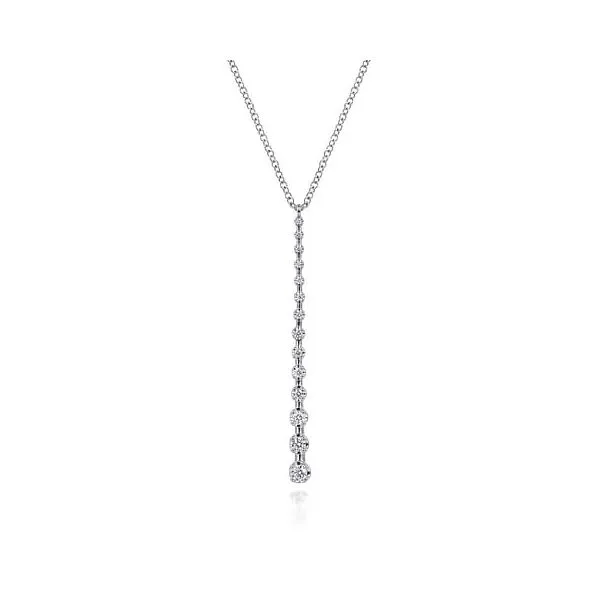 14K White Gold Diamond Station Bar Pendant Necklace Mees Jewelry Chillicothe, OH