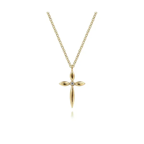 14K Yellow Gold Diamond Cross Pendant Necklace Mees Jewelry Chillicothe, OH