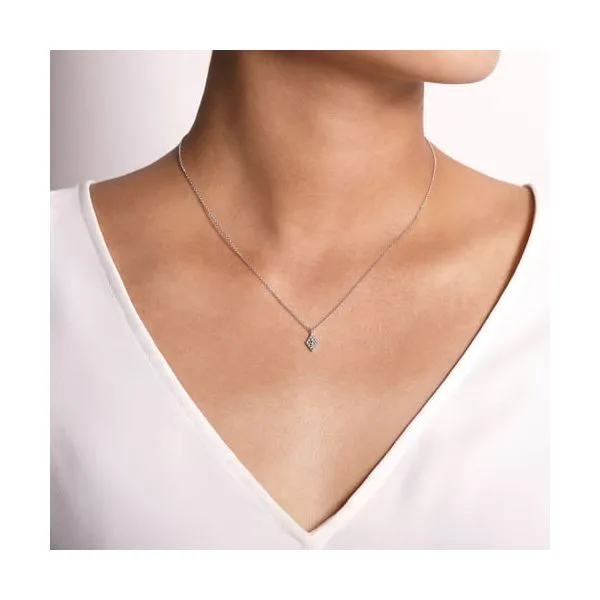 14K White Gold Pave Diamond Pendant Necklace Image 2 Mees Jewelry Chillicothe, OH