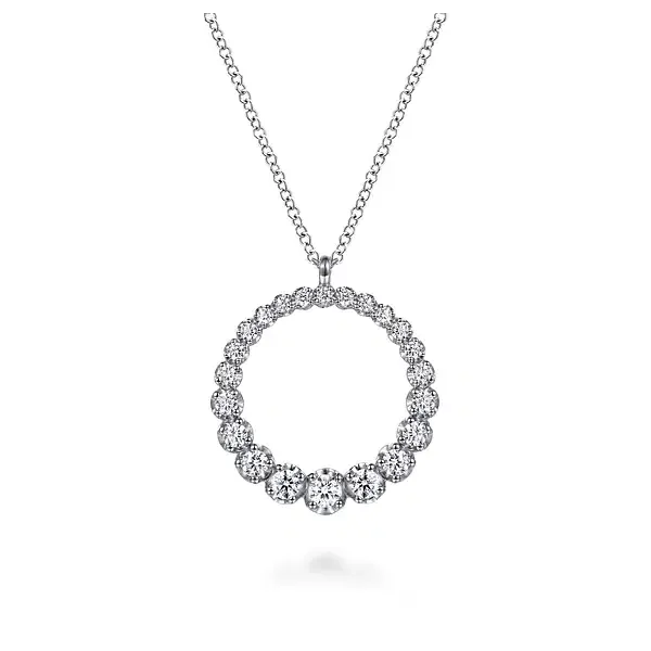 14K White Gold Diamond Circle Pendant Necklace Mees Jewelry Chillicothe, OH