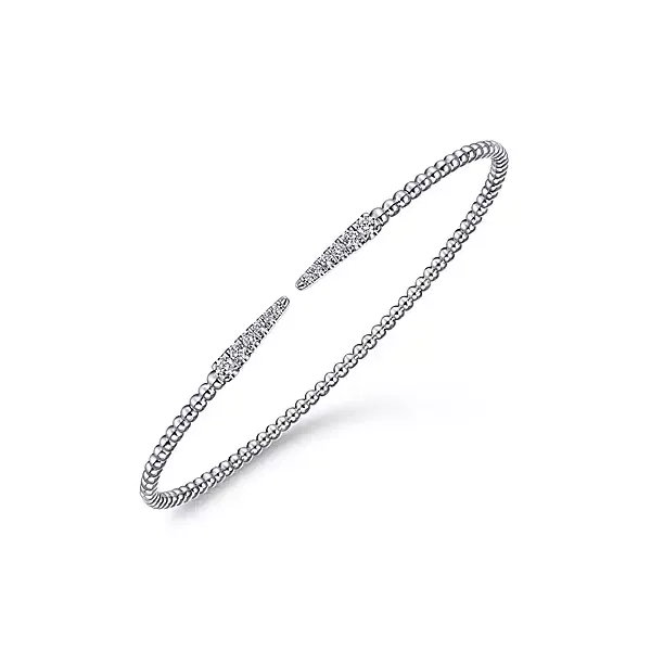 14K White Gold Bujukan Split Cuff Bracelet with Diamond Pave Spikes in size 6.25 Image 2 Mees Jewelry Chillicothe, OH