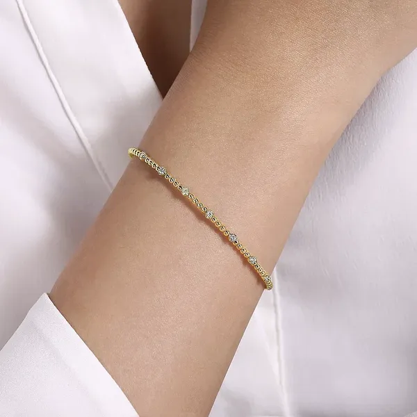 14K White-Yellow Gold Bujukan Diamond Stations Bangle Image 2 Mees Jewelry Chillicothe, OH
