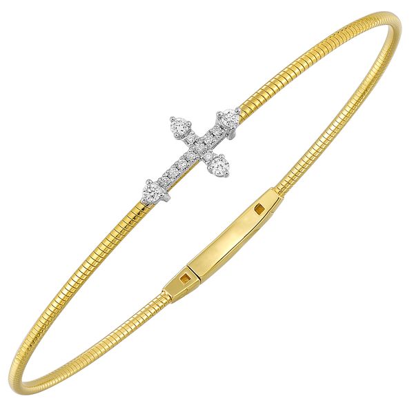 14kt Yellow Gold Diamond Cross Bangle Mees Jewelry Chillicothe, OH