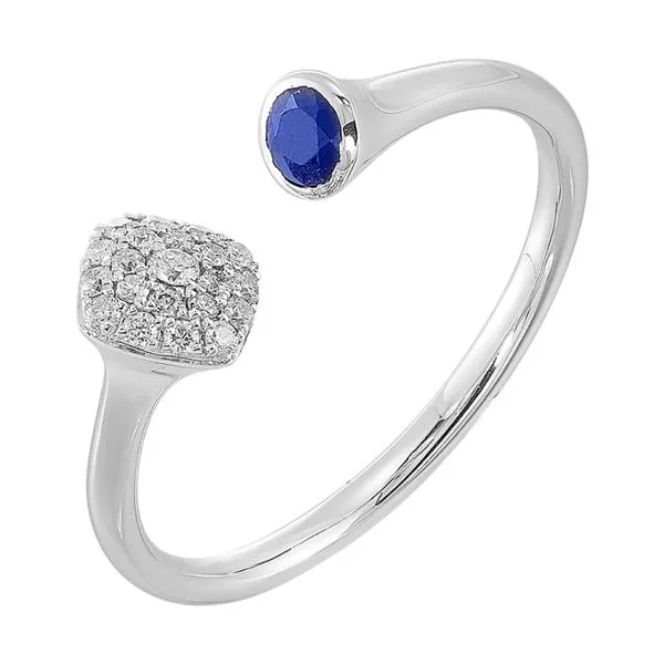 14Kt White Gold Diamond 1/10Ctw & Sapphire 1/5Ctw Ring Mees Jewelry Chillicothe, OH