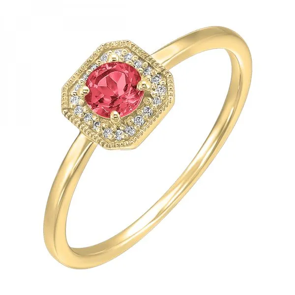 10kt Yellow Gold created Ruby and Diamond Ring Mees Jewelry Chillicothe, OH