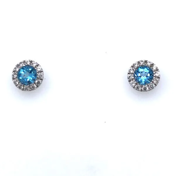 Sterling Silver Earrings with Swiss Blue Topaz and White Zircon Stones Mees Jewelry Chillicothe, OH
