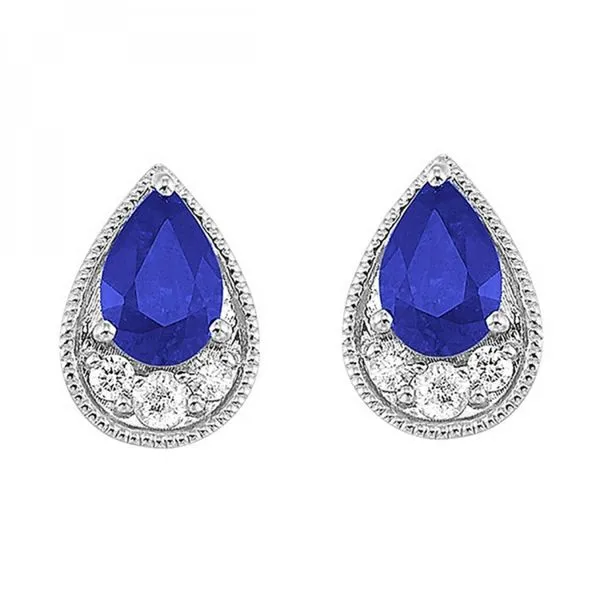 14Kt White Gold Diamond 1/10Ctw & Sapphire 1Ctw Earring Mees Jewelry Chillicothe, OH