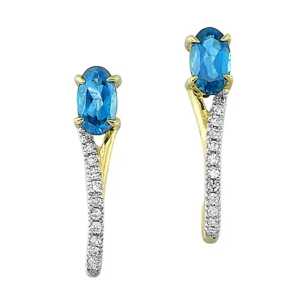 10Kt Yellow Gold Diamond 1/15Ctw & Blue Topaz 1/2Ctw Earring Mees Jewelry Chillicothe, OH