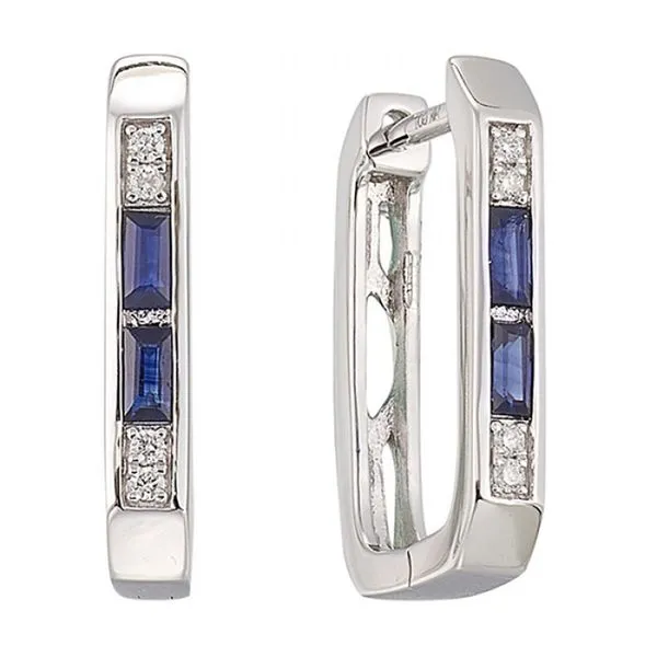 14Kt White Gold Diamond 1/25Ctw & Sapphire 1/5Ctw Earring Mees Jewelry Chillicothe, OH