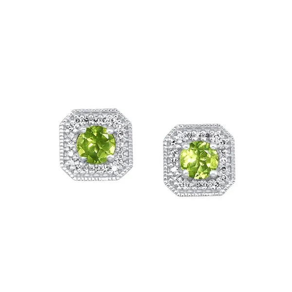 10kt White Gold Diamond and Peridot Earring Mees Jewelry Chillicothe, OH