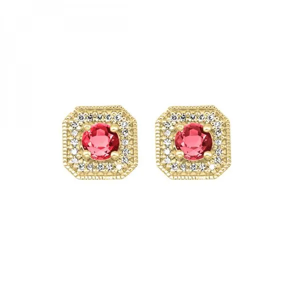 10kt Yellow Gold create Ruby and Diamond Earrings Mees Jewelry Chillicothe, OH