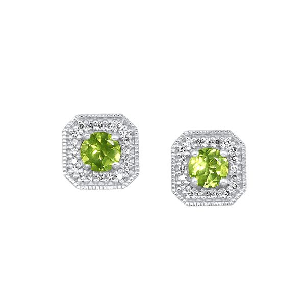 10kt White Gold Diamond and Peridot Earring Mees Jewelry Chillicothe, OH