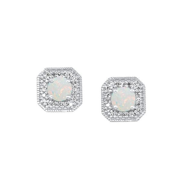 10kt White Gold Diamond and Opal Earring Mees Jewelry Chillicothe, OH