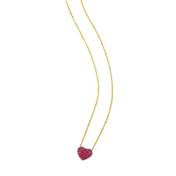 Ruby Heart Yellow Gold Pendant Mees Jewelry Chillicothe, OH