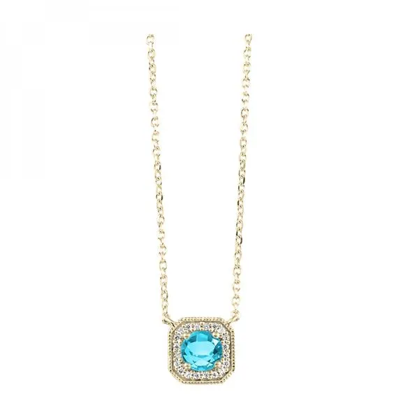 10kt Yellow Gold Diamond and Aquamarine Pendant Mees Jewelry Chillicothe, OH