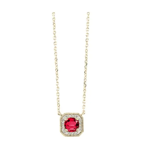 10kt Yellow Gold Diamond and created Ruby Pendant Mees Jewelry Chillicothe, OH