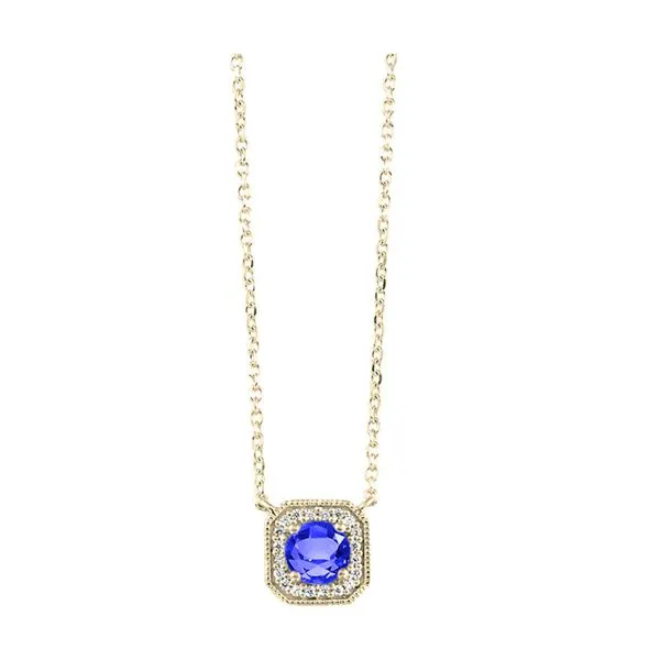 10kt Yellow Gold created Sapphire and Diamond Pendant Mees Jewelry Chillicothe, OH