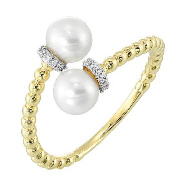 10Kt Yellow Gold Diamond 1/20Ctw & Pearl Ring Mees Jewelry Chillicothe, OH