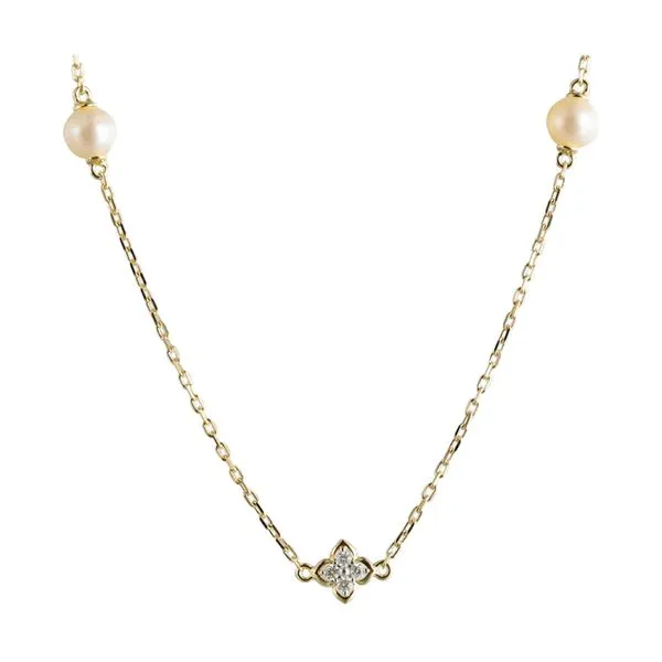 14Kt Yellow Gold Diamond 1/6Ctw & Pearl Necklace Mees Jewelry Chillicothe, OH