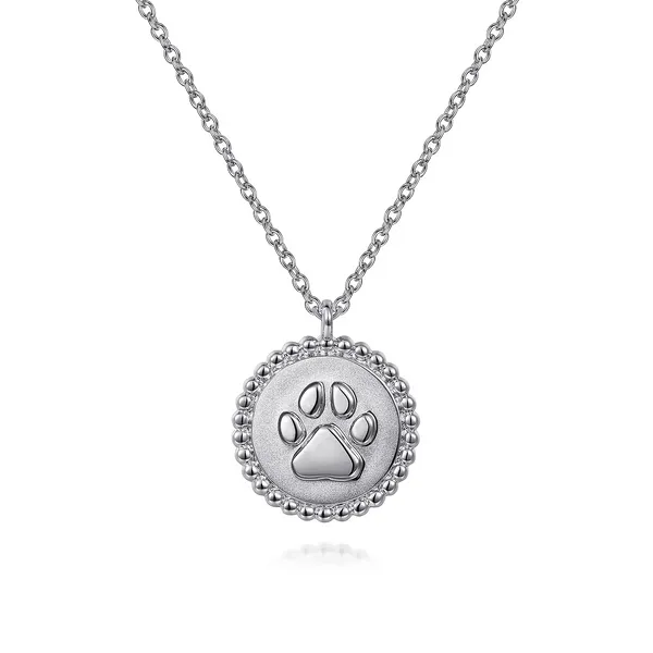 Sterling Silver Bujukan Paw Print Necklace In Sand Blast Finish Mees Jewelry Chillicothe, OH