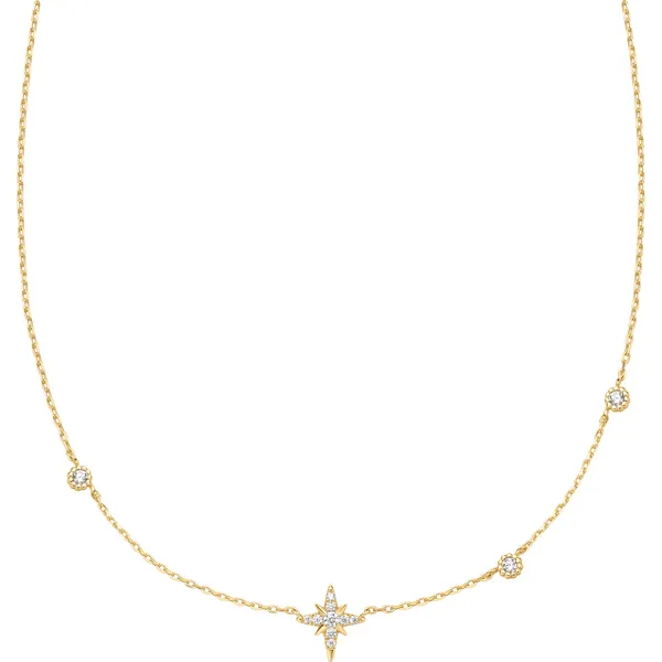 Gold Eight-Pointed Star Cubic Zirconia Station Necklace Mees Jewelry Chillicothe, OH