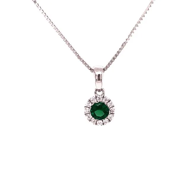Sterling Silver created Green Emerald Pendant Mees Jewelry Chillicothe, OH