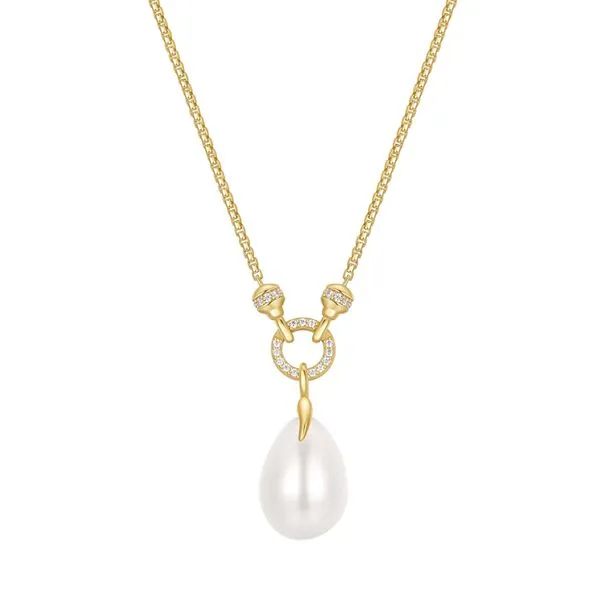 Gold Linked Shell Pearl Drop Pendant Necklace Mees Jewelry Chillicothe, OH