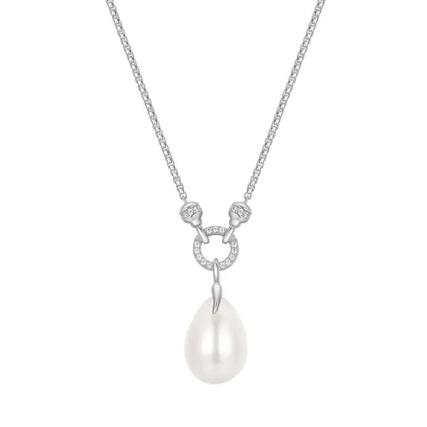Silver Linked Shell Pearl Drop Pendant Necklace Mees Jewelry Chillicothe, OH