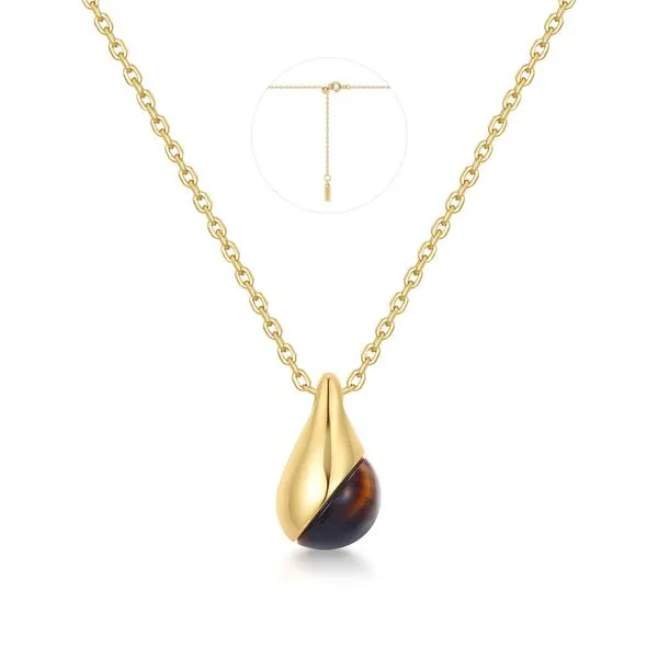 Gold Tiger Eye Droplet Pendant Necklace Mees Jewelry Chillicothe, OH