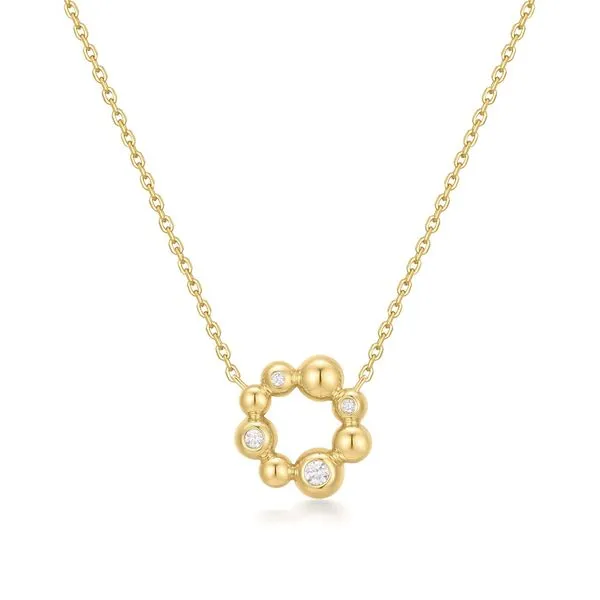 Gold Asymmetric Beaded Circle Necklace Mees Jewelry Chillicothe, OH