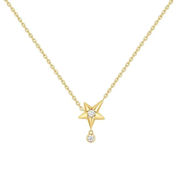 Gold Sparkling Star Drop Necklace Mees Jewelry Chillicothe, OH