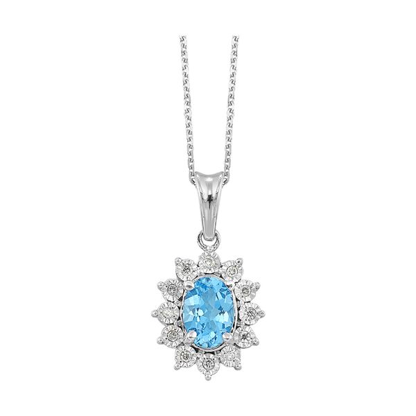 Silver Diamond 1/20Ctw & Blue Topaz 1Ctw Pendant Mees Jewelry Chillicothe, OH