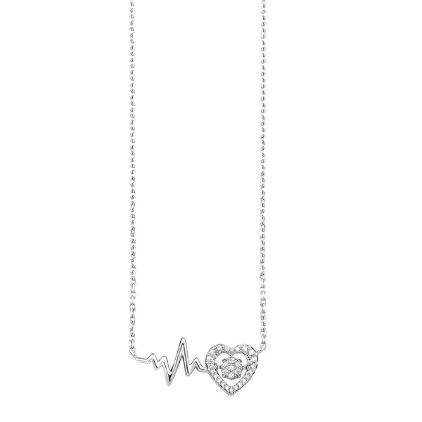 Sterling Silver Heartbeat Diamond Pendant Mees Jewelry Chillicothe, OH