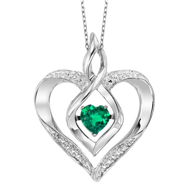 Sterling Silver created Emerald and Diamond Pendant Mees Jewelry Chillicothe, OH