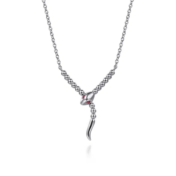 Serpentina - 925 Sterling Silver Snake Bujukan Ruby Y Necklace Mees Jewelry Chillicothe, OH