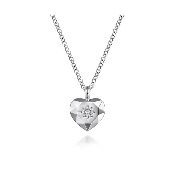 925 Sterling Silver Diamond Cut Heart Pendant Necklace Mees Jewelry Chillicothe, OH
