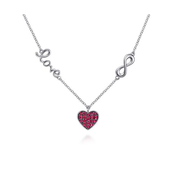 925 Sterling Silver Ruby Heart Love Infinity Necklace Mees Jewelry Chillicothe, OH