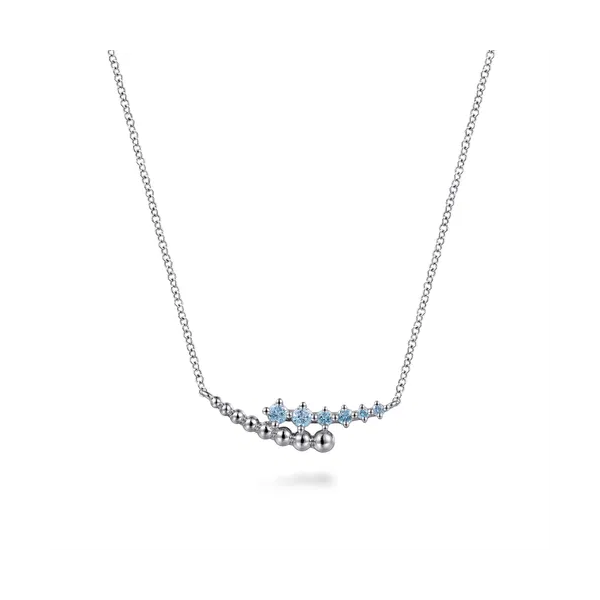 925 Sterling Silver Bujukan and Blue Topaz Bypass Bar Necklace Mees Jewelry Chillicothe, OH