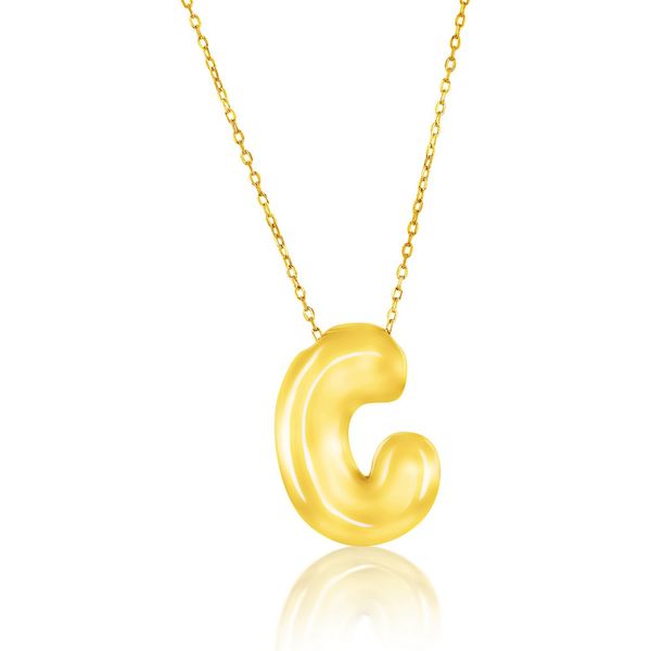 Sterling Silver, Bubble 'C' Initial Necklace - Gold Plated Mees Jewelry Chillicothe, OH