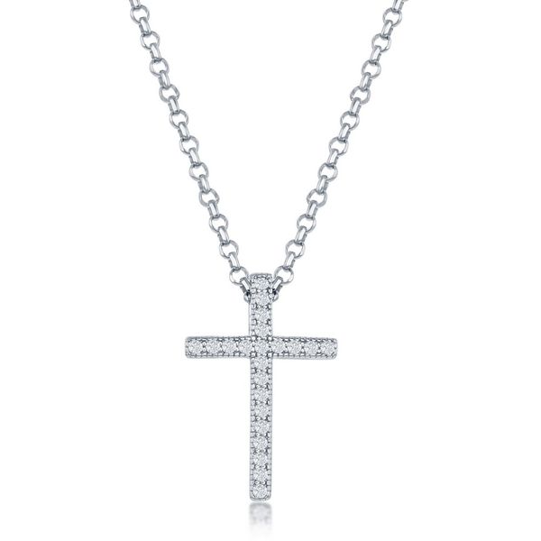 Sterling Silver, 11x17mm Micro Pave CZ Cross Pendant - Medium Mees Jewelry Chillicothe, OH