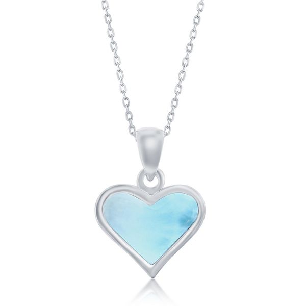 Sterling Silver, Larimar Heart Pendant Mees Jewelry Chillicothe, OH