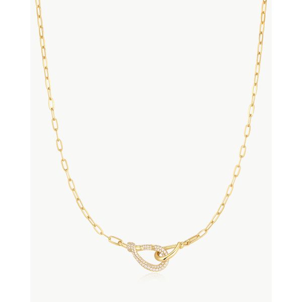 925 Sterling Silver with 14kt Gold Plating Interlocked Pavé & Polished Knot Necklace Mees Jewelry Chillicothe, OH