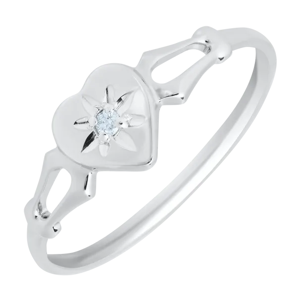 Kiddie Kraft Sterling Silver Heart White CZ Ring Mees Jewelry Chillicothe, OH