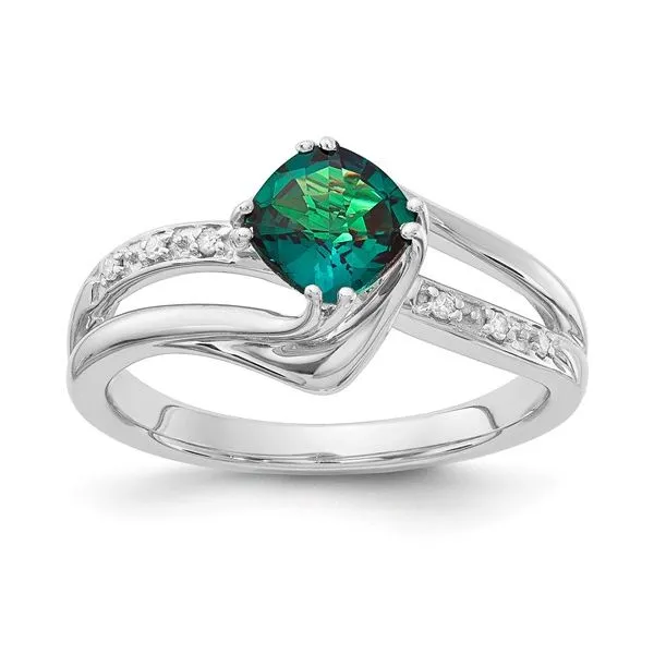 Sterling Silver created Alexandrite Ring with Diamonds Mees Jewelry Chillicothe, OH
