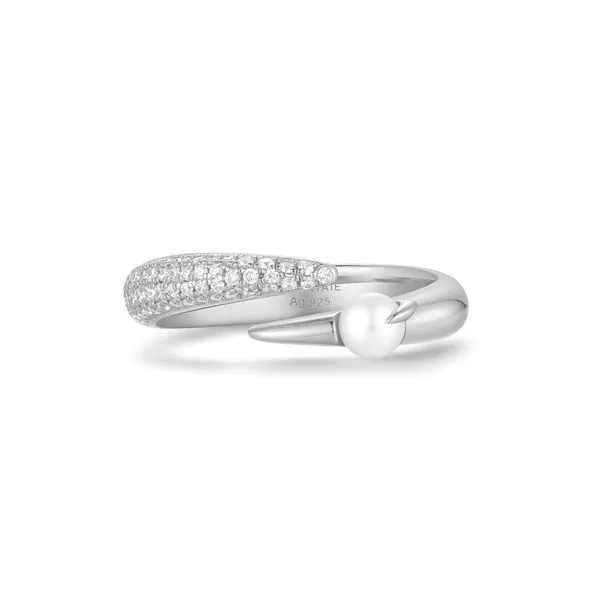 Silver Sparkle Pearl Crossover Adjustable Ring Mees Jewelry Chillicothe, OH